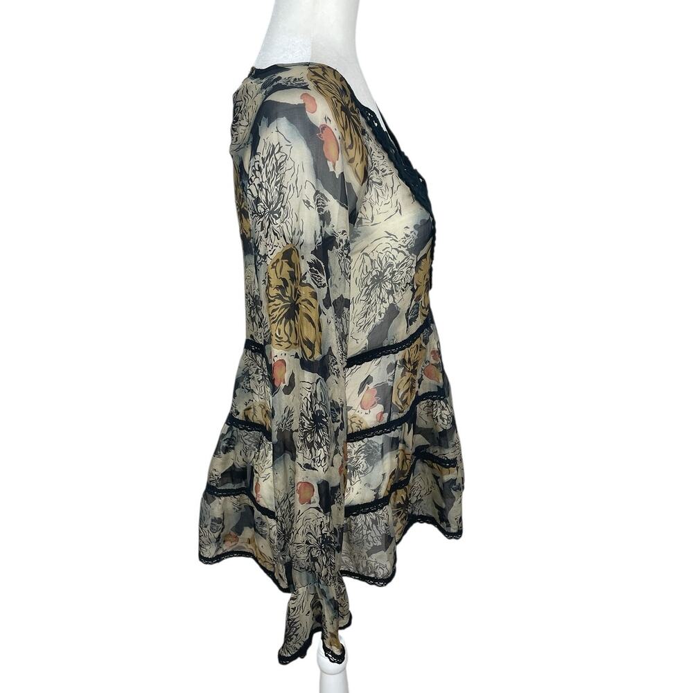 Johnny Was 4 Love & Liberty Silk Floral Tunic Top Size XS Whimsy Fairy FLAW - Picture 6 of 13